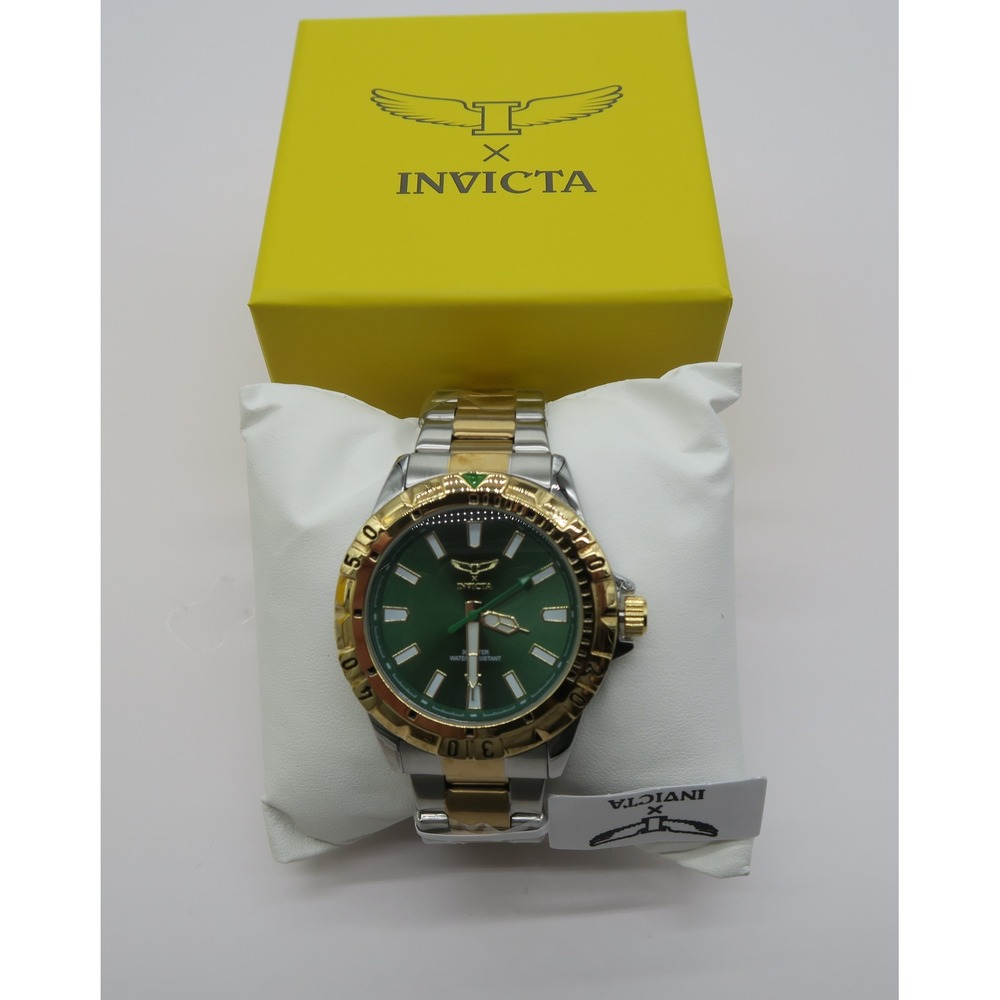 Invicta Specialty Mens Watch Two Tone Gold Silver Green Dial 39038 New in Box